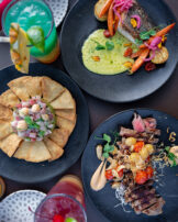 poke nachos and grilled steak with two drink cocktails at RumFire at the Sheraton Waikiki