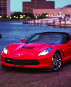 red Corvette car rental from Avis