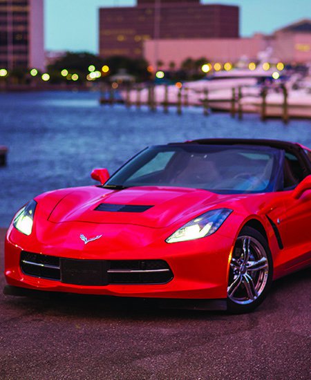 red Corvette car rental from Avis