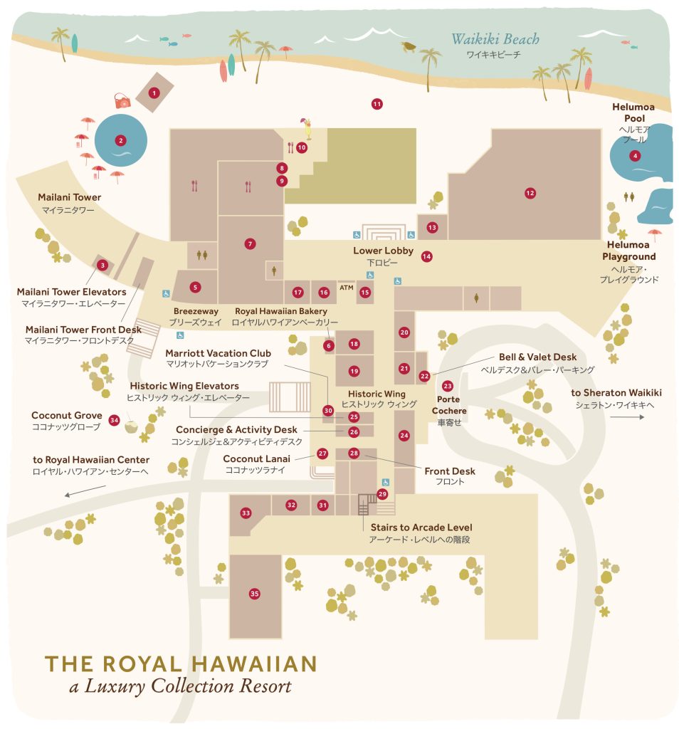 Royal Hawaiian Hotel map, 1F